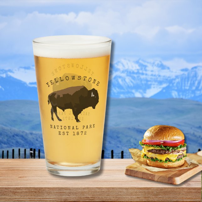 Yellowstone National Park Established Dated Bison  Glass (Creator Uploaded)
