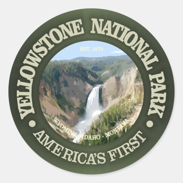 Yellowstone National Park (falls) Classic Round Sticker (Front)