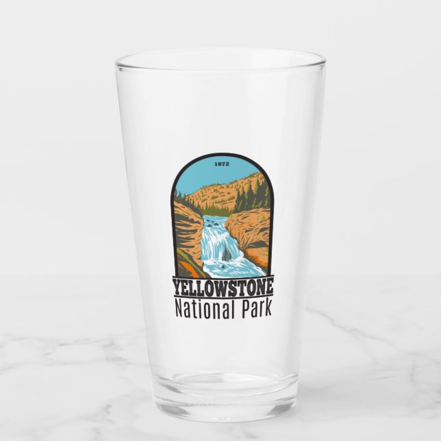 Yellowstone National Park Firehole Falls Vintage Glass (Front)