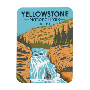 Yellowstone National Park Firehole Falls Vintage Magnet
