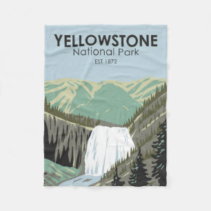 Yellowstone National Park Gibbon Falls Vintage Fleece Blanket
