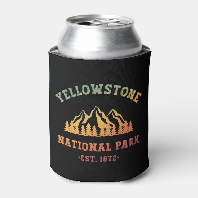 Yellowstone National Park Gradient Hiking Camping Can Cooler (Can Front)