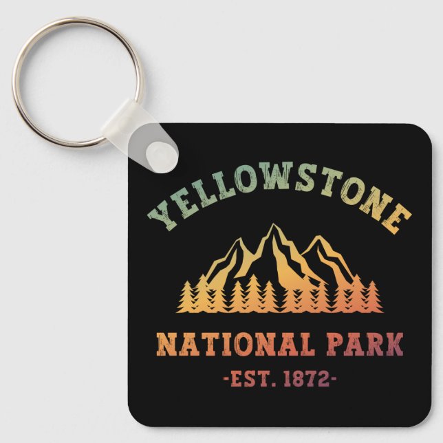 Yellowstone National Park Gradient Hiking Camping Key Ring (Front)
