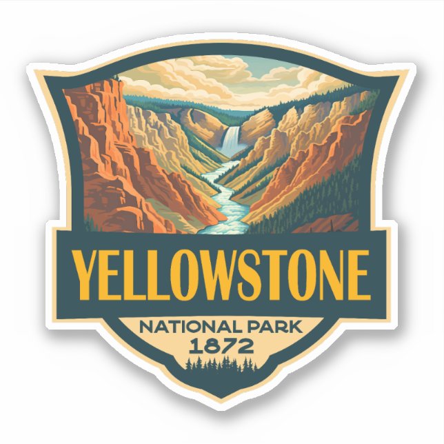 Yellowstone National Park Grand Canyon Retro Art (Front)