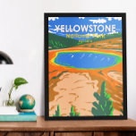Yellowstone National Park Grand Prismatic Spring Poster<br><div class="desc">Yellowstone Forest vector artwork design. The park features dramatic canyons,  alpine rivers,  lush forests,  hot springs and gushing geysers,  including its most famous,  Old Faithful.</div>