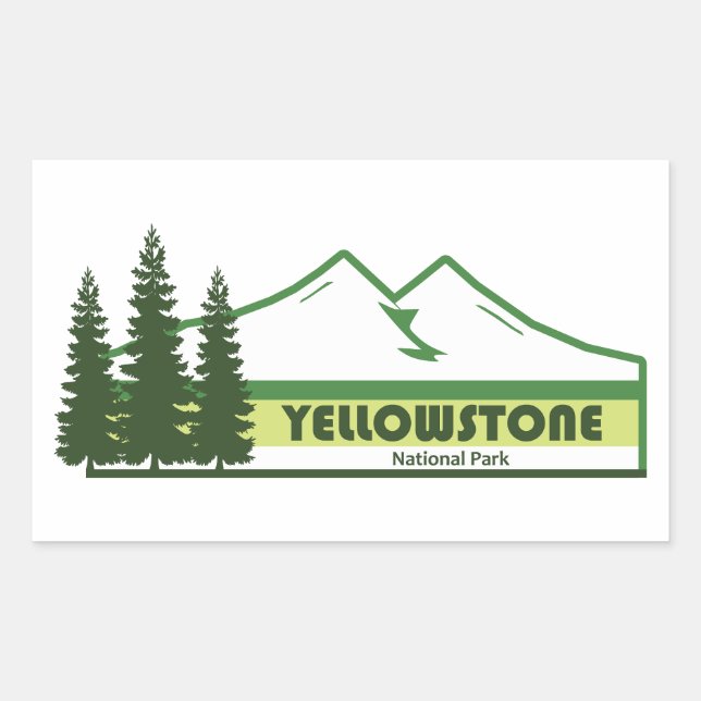 Yellowstone National Park Green Stripes Rectangular Sticker (Front)