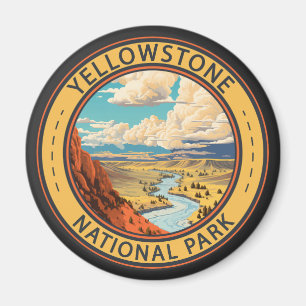 Yellowstone National Park Hayden Valley Travel Art Magnet