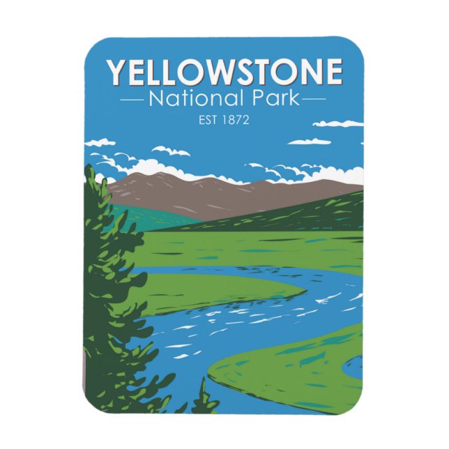 Yellowstone National Park Hayden Valley Vintage Magnet (Vertical)
