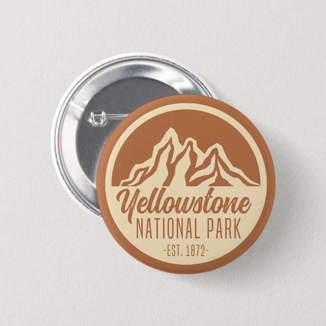 Yellowstone National Park Hiking Camping  6 Cm Round Badge (Front & Back)