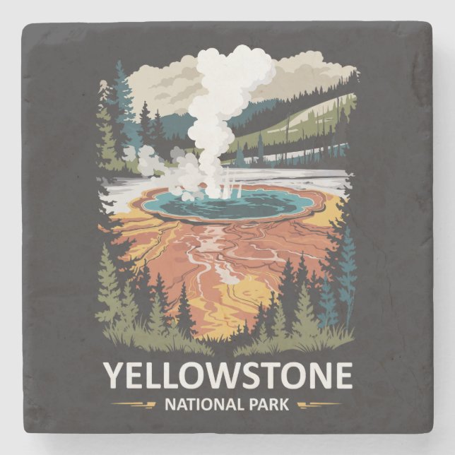 Yellowstone National Park Hot Spring Stone Coaster (Front)