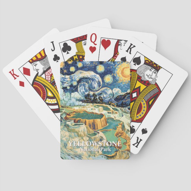 Yellowstone National Park Hot Springs Van Gogh Art Playing Cards (Back)