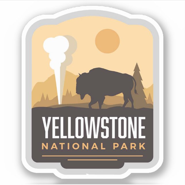 Yellowstone National Park Large Vinyl Sticker (Front)