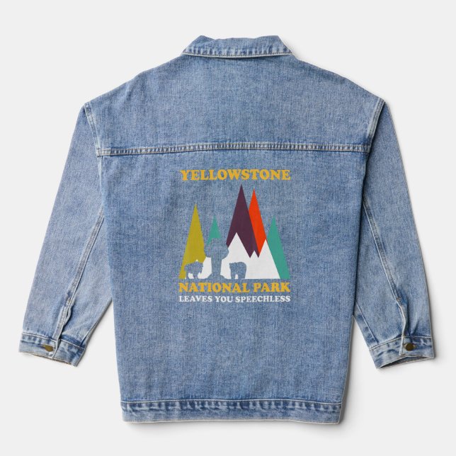 yellowstone national park leaves National park Yel Denim Jacket (Back)
