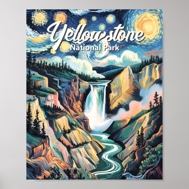 Yellowstone National Park Lower Falls Vibrant Poster (Front)