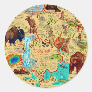 Yellowstone National Park Map Classic Round Sticker