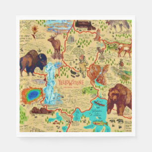 Yellowstone National Park Map Napkin