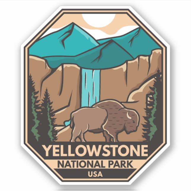 Yellowstone National Park Minimal Bison Retro (Front)
