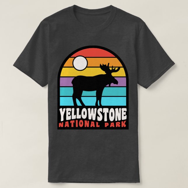 Yellowstone National Park Moose Badge T-Shirt (Design Front)