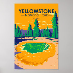 Yellowstone National Park Morning Glory Pool Retro Poster