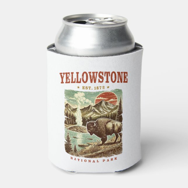 Yellowstone National Park – Mountain and Bison Can Cooler (Can Front)