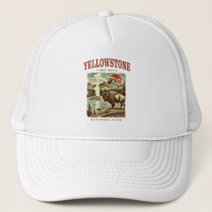 Yellowstone National Park – Mountain and Bison Trucker Hat
