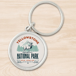 Yellowstone National Park Mountain Landscape Key Ring