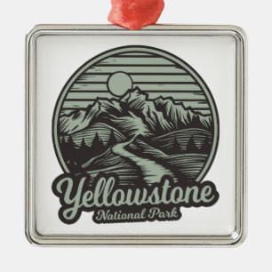 Yellowstone National Park Mountain Trail Metal Ornament