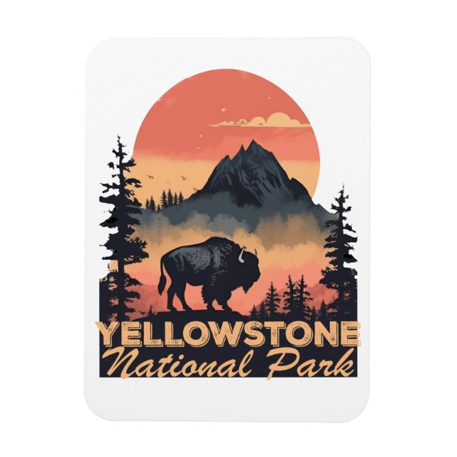Yellowstone National Park Mountain Travel Photo Magnet (Vertical)