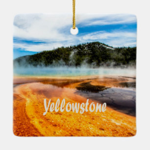 Yellowstone National Park Mountains Nature Animals Ceramic Ornament