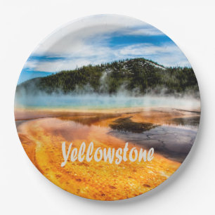 Yellowstone National Park Mountains Nature Animals Paper Plate