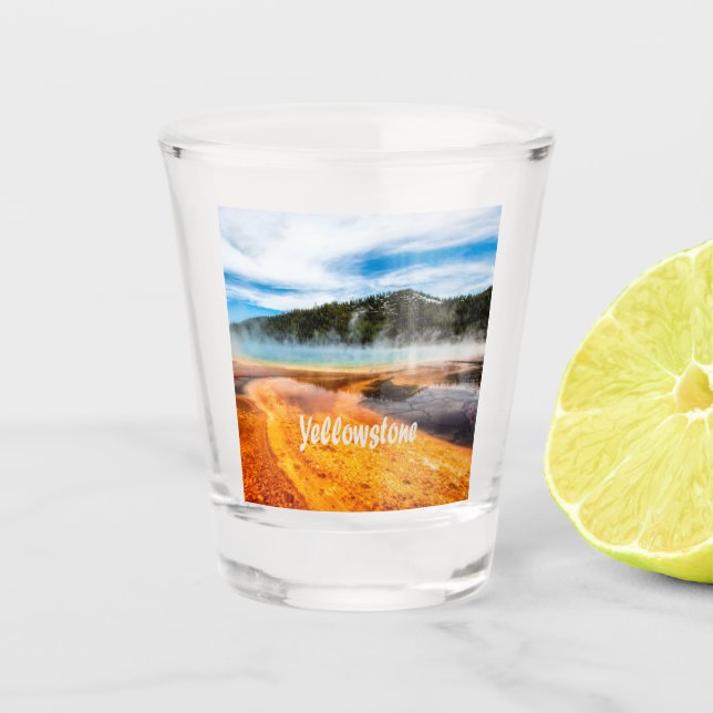 Yellowstone National Park Mountains Nature Animals Shot Glass (Front)