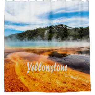 Yellowstone National Park Mountains Nature Animals Shower Curtain