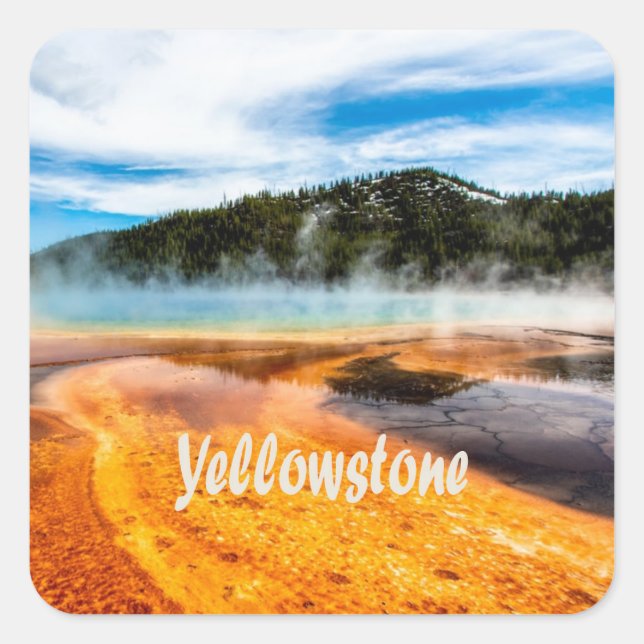 Yellowstone National Park Mountains Nature Animals Square Sticker (Front)