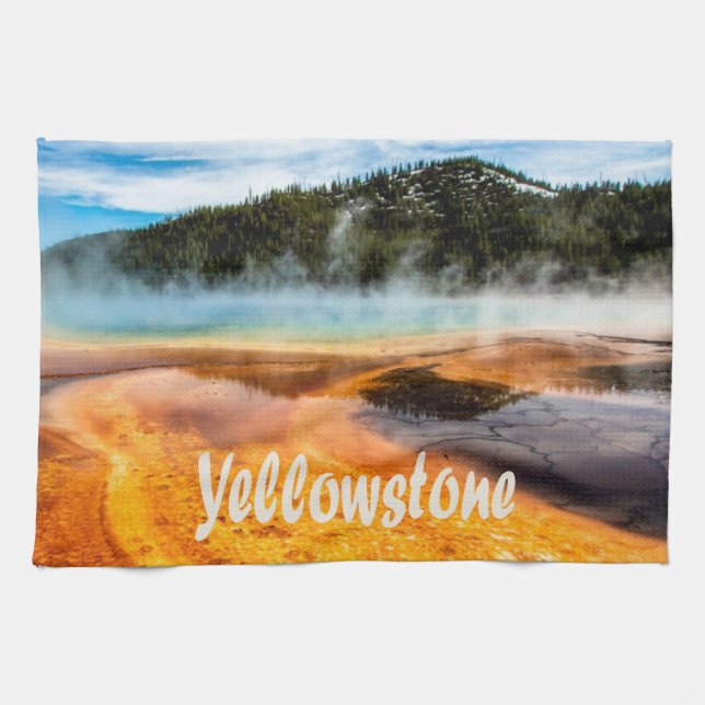 Yellowstone National Park Mountains Nature Animals Tea Towel (Horizontal)