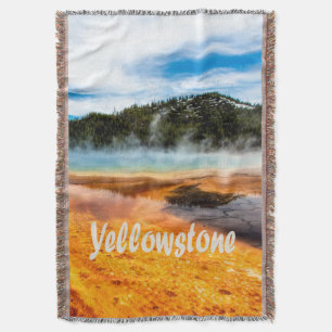 Yellowstone National Park Mountains Nature Animals Throw Blanket