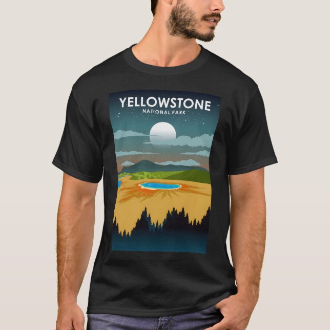 Yellowstone National Park Night Sky Stars Travel P T-Shirt (Front)
