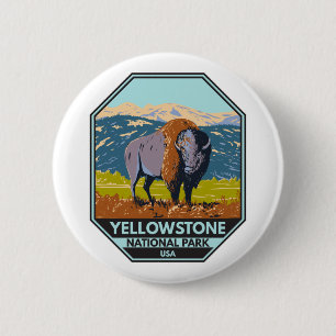 Yellowstone National Park North American Bison 6 Cm Round Badge