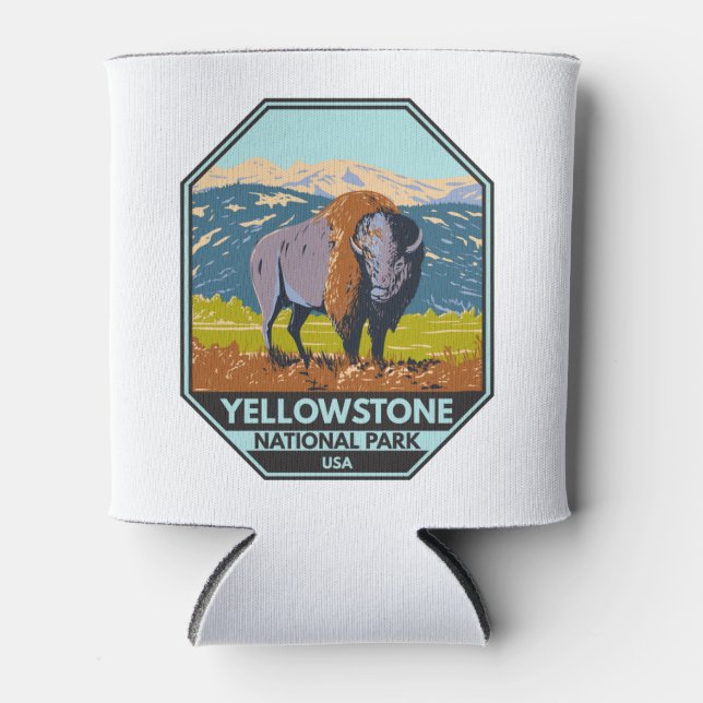 Yellowstone National Park North American Bison Can Cooler (Front)