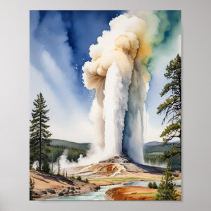 Yellowstone National Park Old Faithful Art Poster