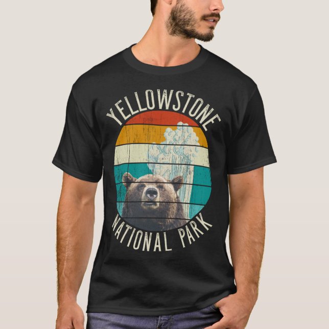Yellowstone National Park Outfit Grizzly Bear Geys T-Shirt (Front)