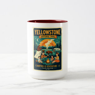Yellowstone National Park Retro 1950s Two-Tone Coffee Mug