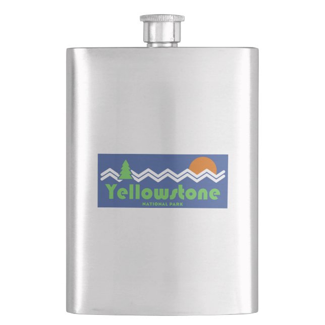 Yellowstone National Park Retro Hip Flask (Front)