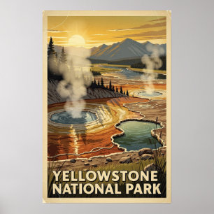 Yellowstone National Park Retro Poster