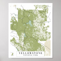 Yellowstone National Park Retro Street Map