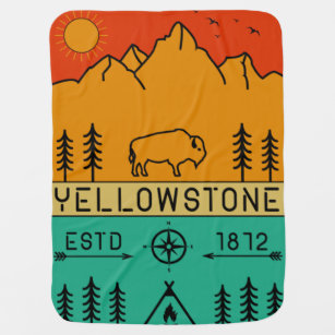 Yellowstone National Park Retro Wyoming USA Bison Baby Blanket