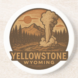 Yellowstone National Park Round Stone Coaster