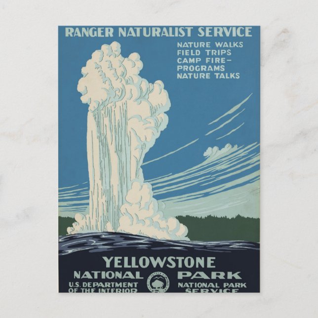 Yellowstone National Park Service Postcard (Front)