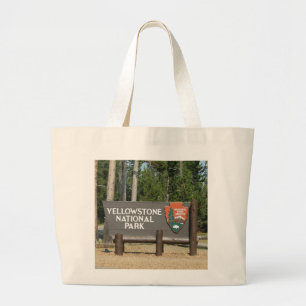 Yellowstone National Park, sign, Wyoming, U. S. Large Tote Bag