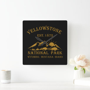 Yellowstone national park square wall clock