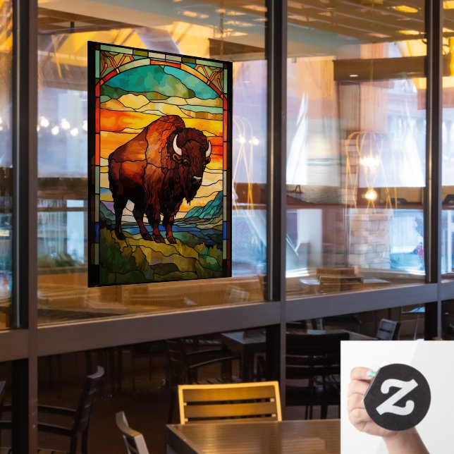 Yellowstone National Park Sunrise Bison Art  (Restaurant Window)